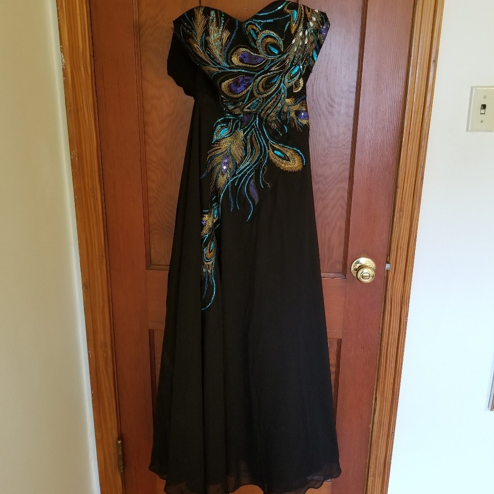 Black peacock gown